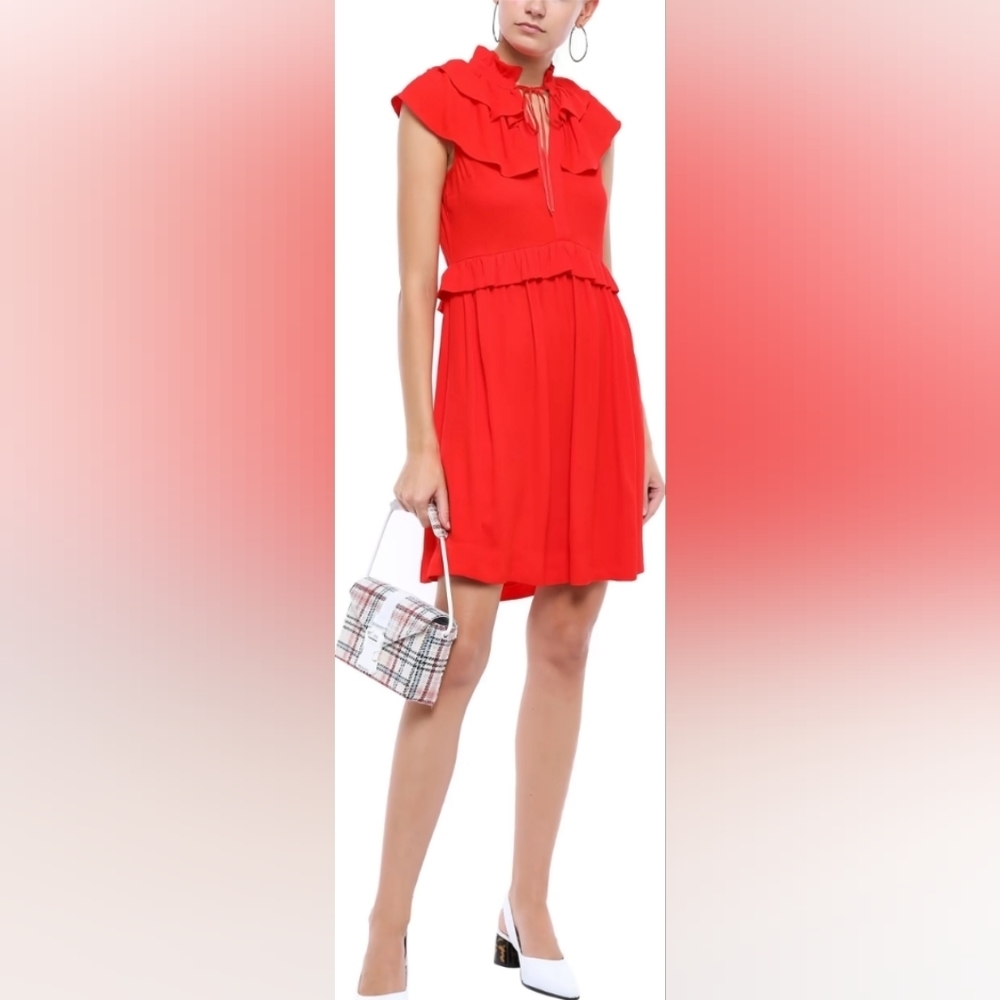 π₯ Host Pick π₯ MAJE Red Rutta Ruffled Crepe Mini Dress - Picture 13 of 16